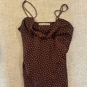 Abercrombie & Fitch Brown Polka Dot Cowl Neck Spaghetti Strap Cami